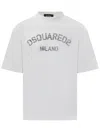 Dsquared2 Loose Fit White Cotton Jersey T-shirt With Vintage-effect Logo In White
