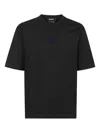 Dsquared2 Black Crewneck T-shirt With Logo Lettering On The Front In Cotton Man In Black