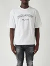 Dsquared2 Loose Fit Tee Logo Dsq2 Milano Sbiadito Effetto Texture Jersey Di Cotone T-shirt In White