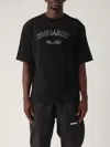 Dsquared2 Loose Fit Black Cotton T-shirt With Vintage Logo In Nero