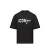 Dsquared2 Black T-shirt Iconique Loose Fit With Round Neck And Logo Print On The Front In Mens Cotton In Black