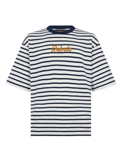 Dsquared2 Striped Crew Neck Short Sleeve T-shirt In Black