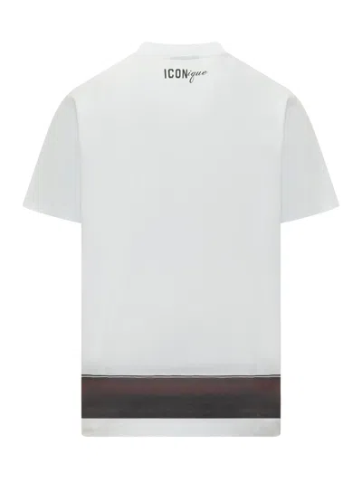 Dsquared2 Loose Fit T-shirt With Stampaint Belt In White