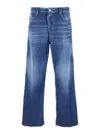 Dsquared2 Blue Jeans With Distressed Effect And Embroidered Logo On The Back In Denim Man In Blue