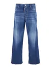 Dsquared2 Blue Jeans With Distressed Effect And Embroidered Logo On The Back In Denim Man In Blue