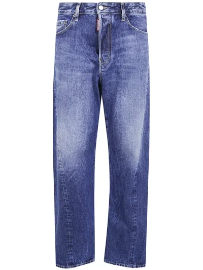 Dsquared2 Checked-pocket Wide-leg Jeans In Blue