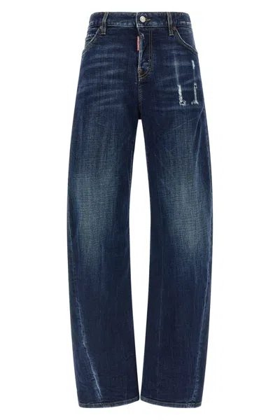 Dsquared2 Loose Twist Relaxed Jeans In Blue