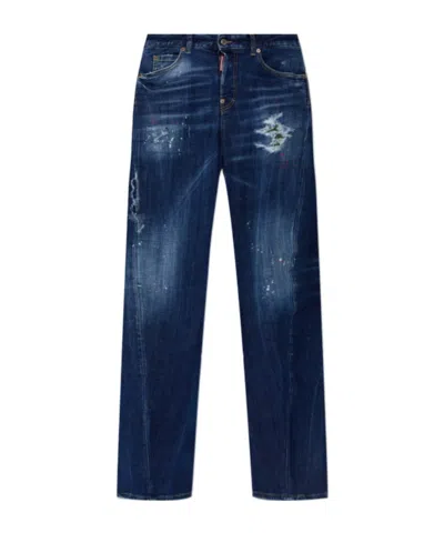 Dsquared2 Loose Twst Distressed Jeans In Blue