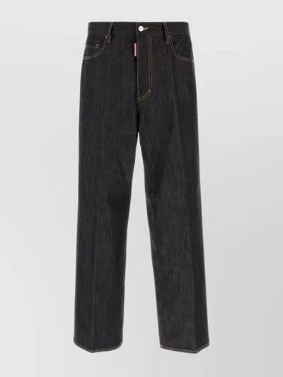 Dsquared2 Loose Wide-leg Jeans Five Pocket Design In Black