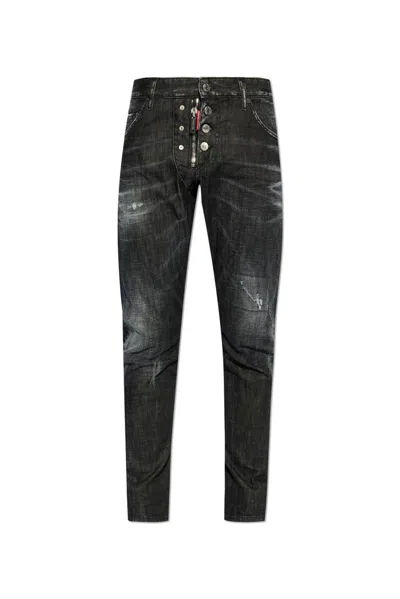 Dsquared2 Sexy Twist Stretch Cotton Denim Jeans In Black