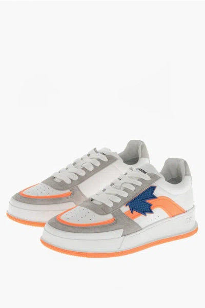 Dsquared2 Low Leather Sneakers Canadian With Suede Trims In Multi