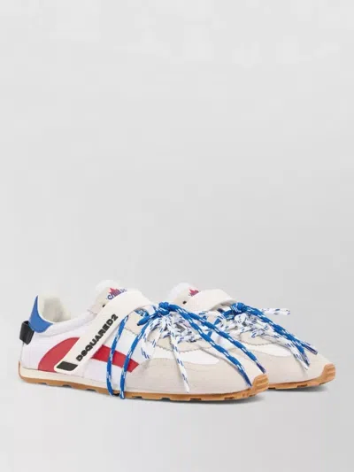 Dsquared2 Low Profile Sneakers Rubber Sole Contrast Panels In White