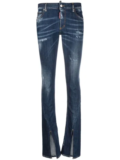 Dsquared2 Low-rise Bootcut Jeans In Blue