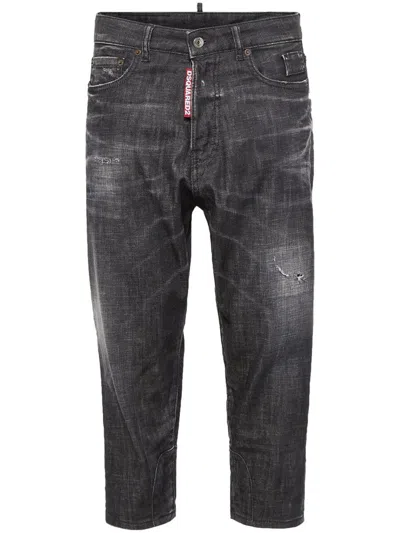Dsquared2 Tief Sitzende Cropped-jeans In Black