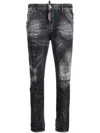 Dsquared2 Low-rise Distressed Skinny Jeans In Black
