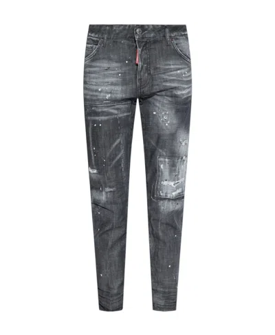 Dsquared2 Low-rise Distressed Skinny Jeans In Black