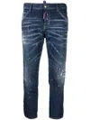 Dsquared2 Low-rise Paint-splatter Jeans In Blue