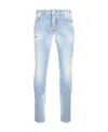 Dsquared2 Distressed Five-pocket Cotton Stretch Jeans In Blue