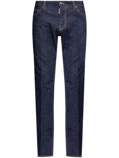 Dsquared2 Low-rise Slim Fit Stretch Cotton Jeans In Blue