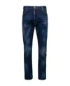 Dsquared2 Blue Jeans With Belt Loops And Logo Patch On The Rear In Black