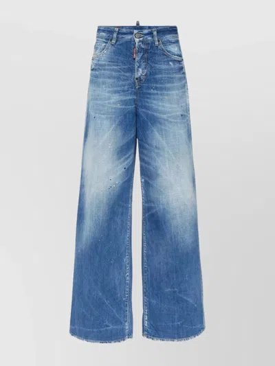 DSQUARED2 LOW RISE WIDE DENIM JEANS FOR TRAVELERS