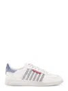 Dsquared2 White Low Top Sneakers With Logo Patch On Tongue And Side And Contrasting Heel With Logo In Leather 
