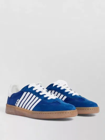 Dsquared2 Low Top Sneakers Contrast Stripes Rubber Sole In Blue