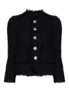 Dsquared2 Manhattan Bouclé Jacket With Adjustable Straps In Dark Blue
