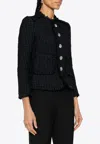 Dsquared2 Manhattan Bouclé Jacket With Adjustable Straps In Navy