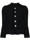 Dsquared2 Manhattan Bouclé Jacket With Adjustable Straps In Navy Blue