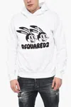 Dsquared2 Logo Printed Drawstring Hoodie In White