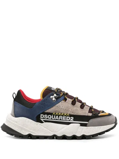 Dsquared2 Panelled Leather Sneakers In Gray