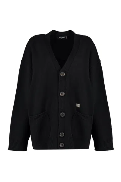 Dsquared2 Luxurious Wool And Cashmere Cardigan For Women In Black
