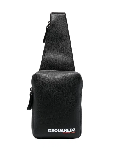 Dsquared2 Crossbody Handbag Bottalato Stampa Logo In Black