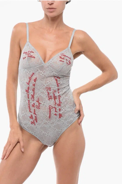 Dsquared2 Macrame' Lace Bodysuit With Embroideries