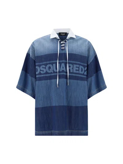 Dsquared2 Polo Shirts In Navy Blue