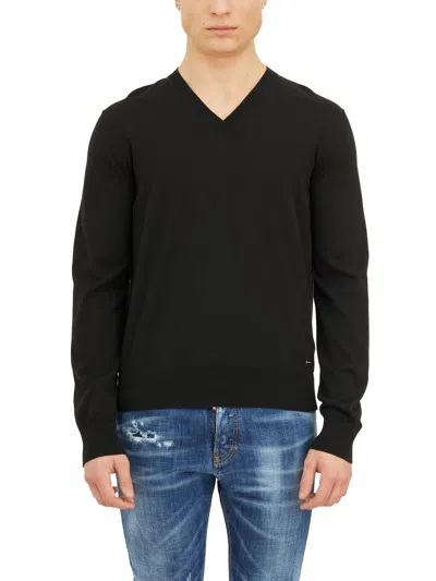 Dsquared2 Maglia Scollo A V In Cotone In Black