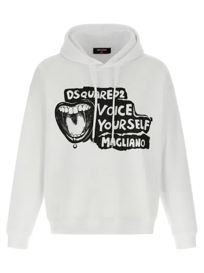 DSQUARED2 MAGLIANO X DSQUARED2 CAPSULE HOODIE SWEATSHIRT WHITE/BLACK
