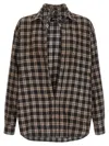 Dsquared2 D2 X Magliano Brown Shirt With Tie Detail On The Front And All-over Check Motif In Cotton Man In Brown