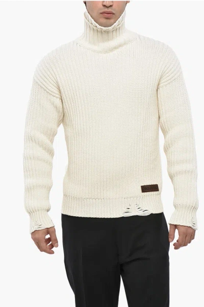 DSQUARED2 COTTON AND NYLON TURTLENECK SWEATER