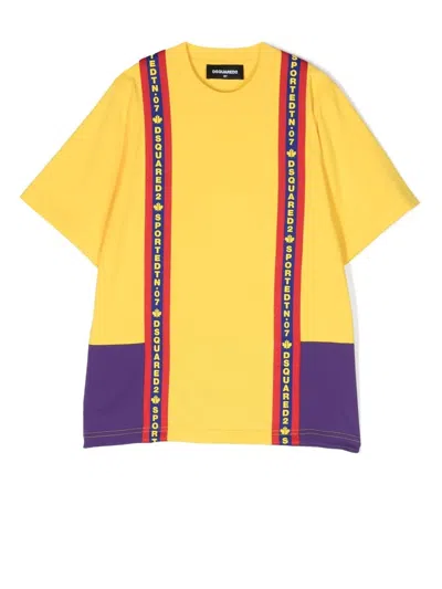 Dsquared2 Kids' Maglietta Slouch-fit T-shirt In Vibrant Yellow