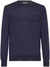 Dsquared2 Logo-print Crew-neck Jumper In Blu