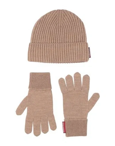 Dsquared2 Man Accessories Set Camel Size Onesize Wool In Sand