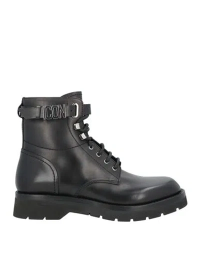 Dsquared2 Man Ankle Boots Black Size 12 Leather