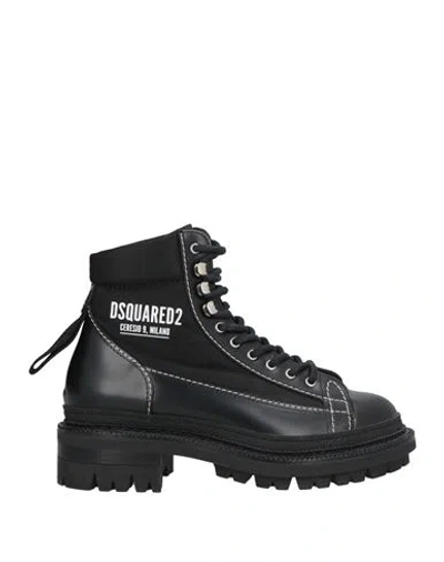 Dsquared2 Man Ankle Boots Black Size 11.25 Leather, Textile Fibers