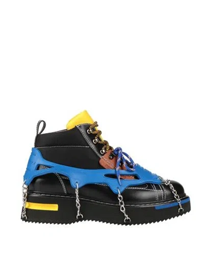 Dsquared2 Man Ankle Boots Black Size 8 Soft Leather, Textile Fibers