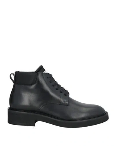 Dsquared2 Man Ankle Boots Black Size 9 Calfskin, Nylon