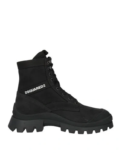 Dsquared2 Man Ankle Boots Black Size 9 Leather, Textile Fibers