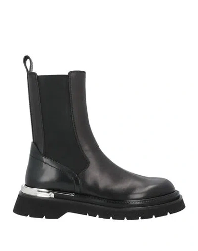 Dsquared2 Man Ankle Boots Black Size 8.5 Leather, Textile Fibers