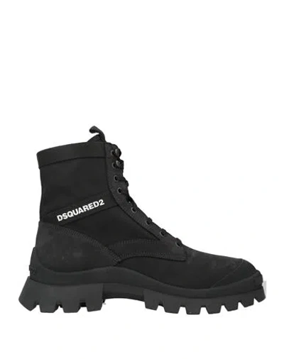 DSQUARED2 DSQUARED2 MAN ANKLE BOOTS BLACK SIZE 9 TEXTILE FIBERS, LEATHER